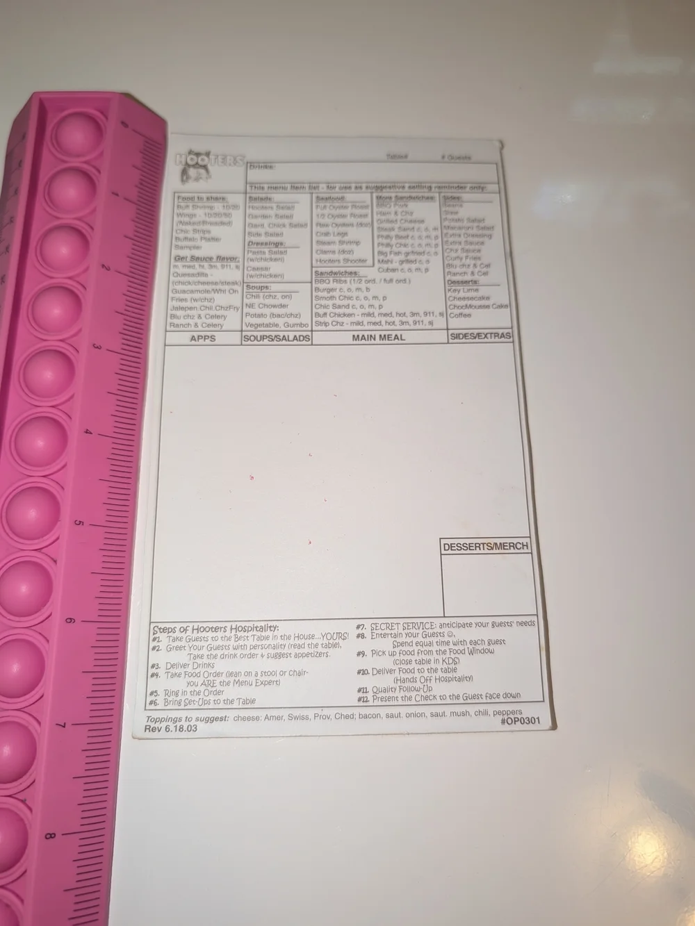 Vintage 2005 Hooters White Branded Order Pad Restaurant Notepad Halloween